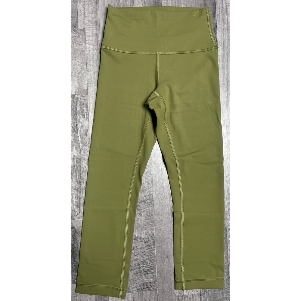 Lululemon Olive Green High Rise Crop Leggings Women 4 Athletic Yoga Pants Pilate